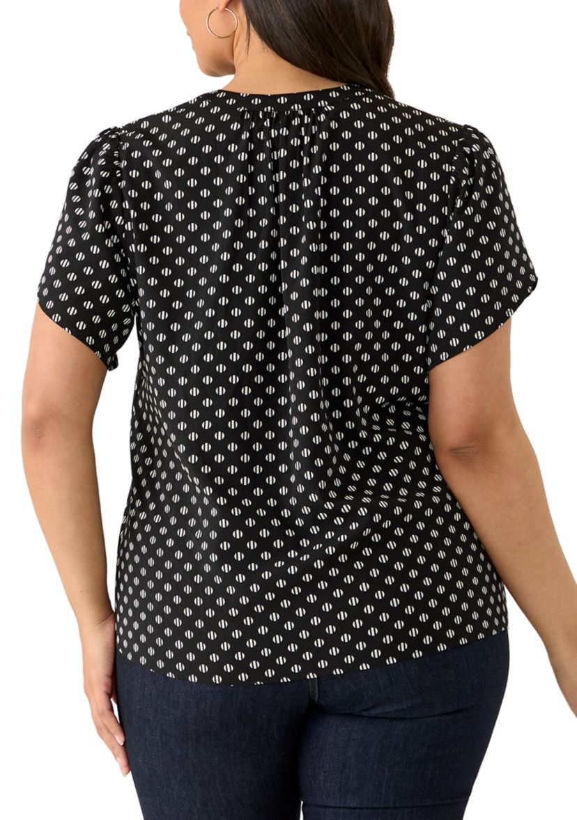 AK Anne Klein Plus Size Tulip Sleeve Woven Blouse | Belk