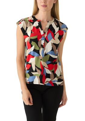 AK Anne Klein Women's Petite Double Button Dolman Sleeve Top