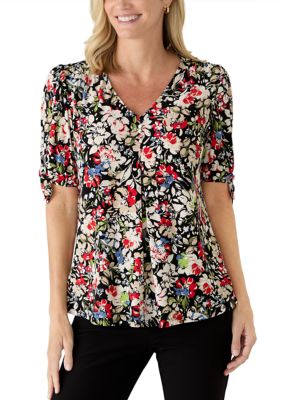 AK Anne Klein Women's Elbow Tie Sleeve Shirt