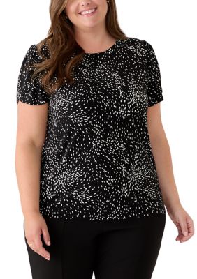 AK Anne Klein Plus Size Sleeveless Pleat Front Knit Top
