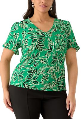 AK Anne Klein Women's Plus Size Short Sleeve Knit Top