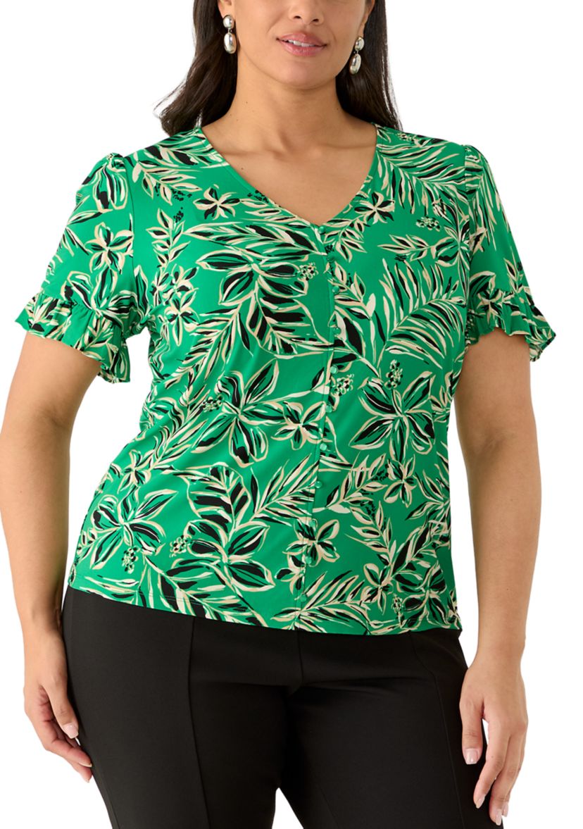 A&S SHORT SLEEVE TENT LINE BLOUSE 【 美品 】 AK Anne Klein Plus Size Short Sleeve Knit Top | Belk