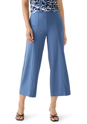 AK Anne Klein Women's Petite Seamed Wide Leg Cropped Pants
