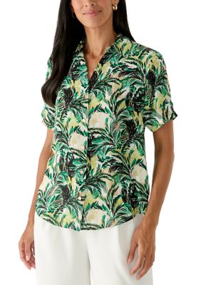 AK Anne Klein Women's Woven Camp Shirt