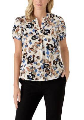 AK Anne Klein Women's V-Neck Tulip Sleeve Top