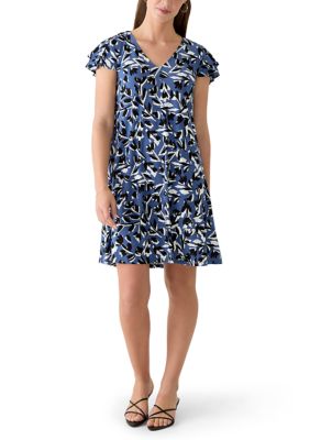 AK Anne Klein Women's Petite V-Neck Mini Dress