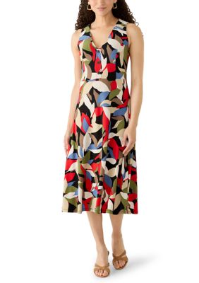 AK Anne Klein Women's Petite Faux Placket A-Line Dress