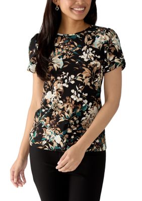 AK Anne Klein Women's Floral Tulip Sleeve Top