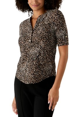 AK Anne Klein Women's Puff Sleeve V-Neck Top