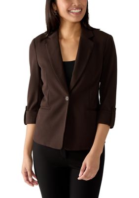 AK Anne Klein Women's Collared Button Front Jacket