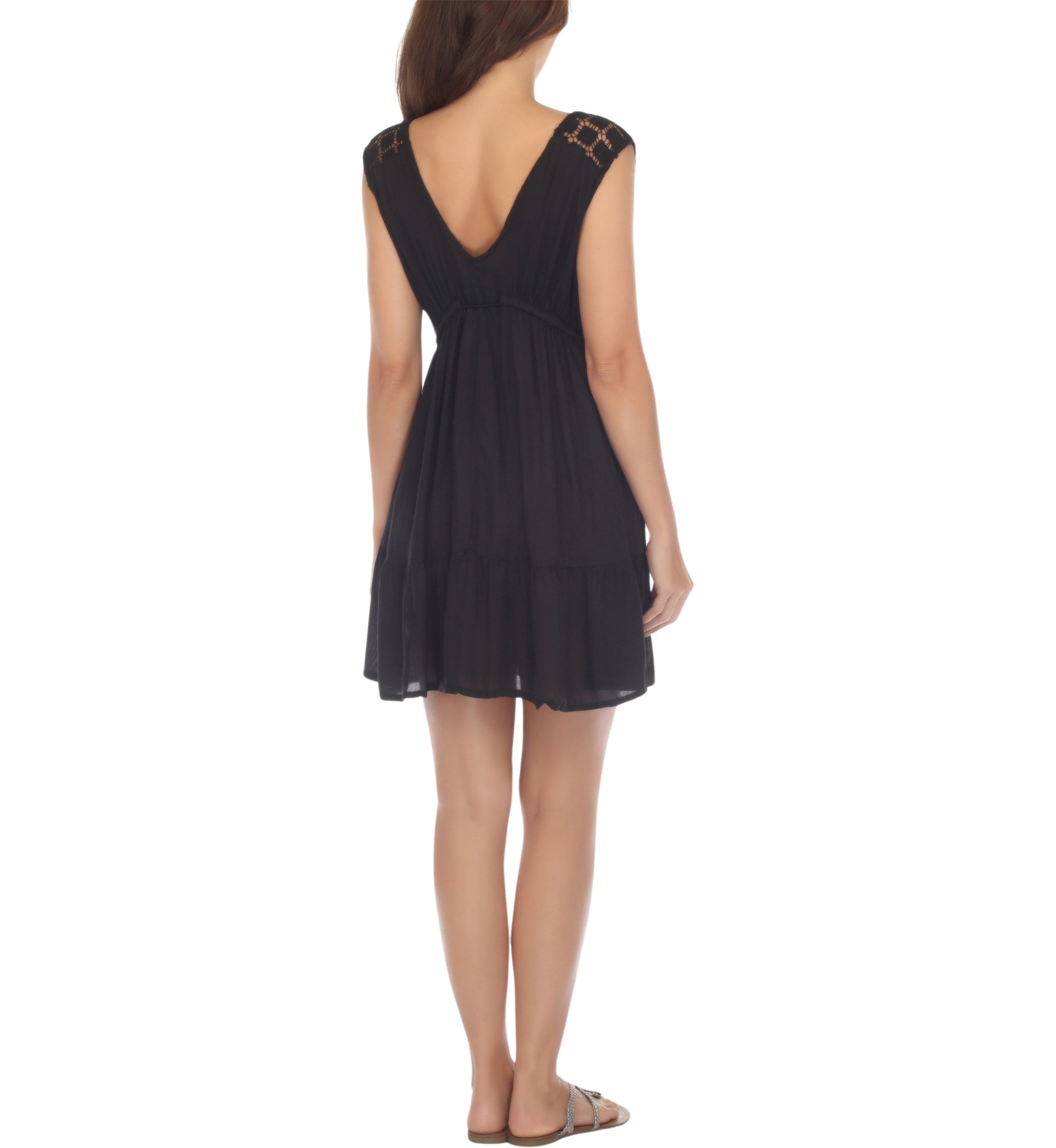 Crochet Sleeveless Cinch Tie Dress Swim Cover Up
