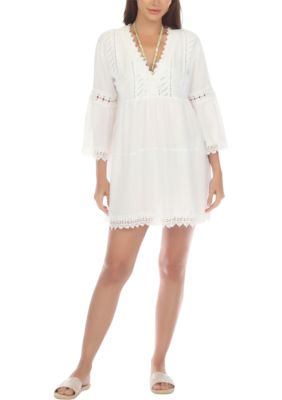 Lace Trim Pullover Tunic Swim Cover Up