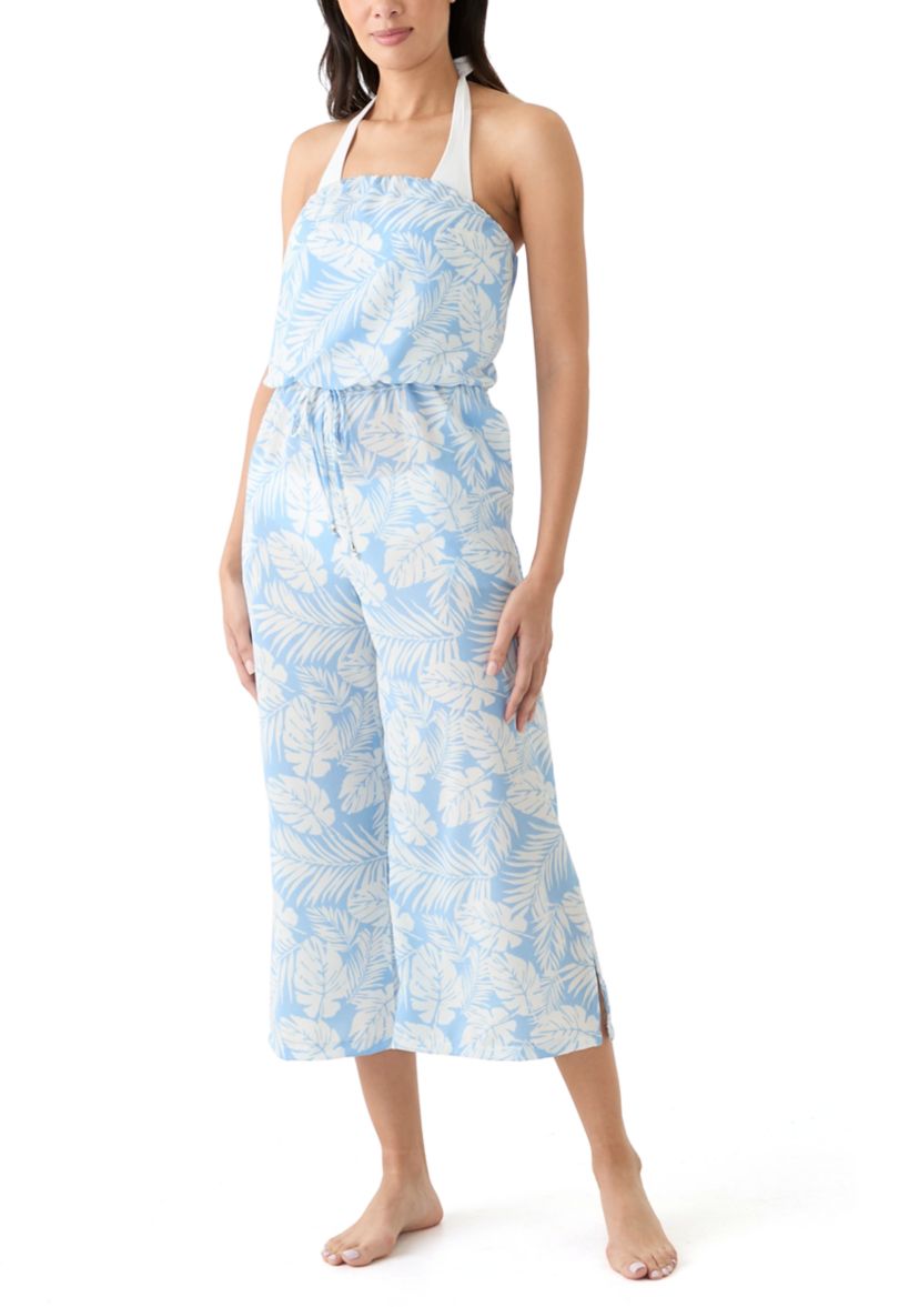 Bandeau Printed Bahama Jumpsuit Swim Cover Up