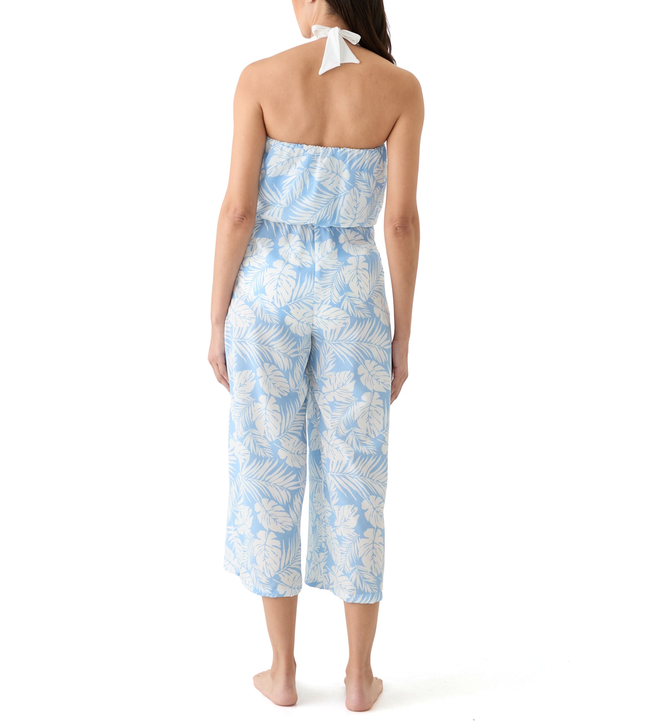 Bandeau Printed Bahama Jumpsuit Swim Cover Up