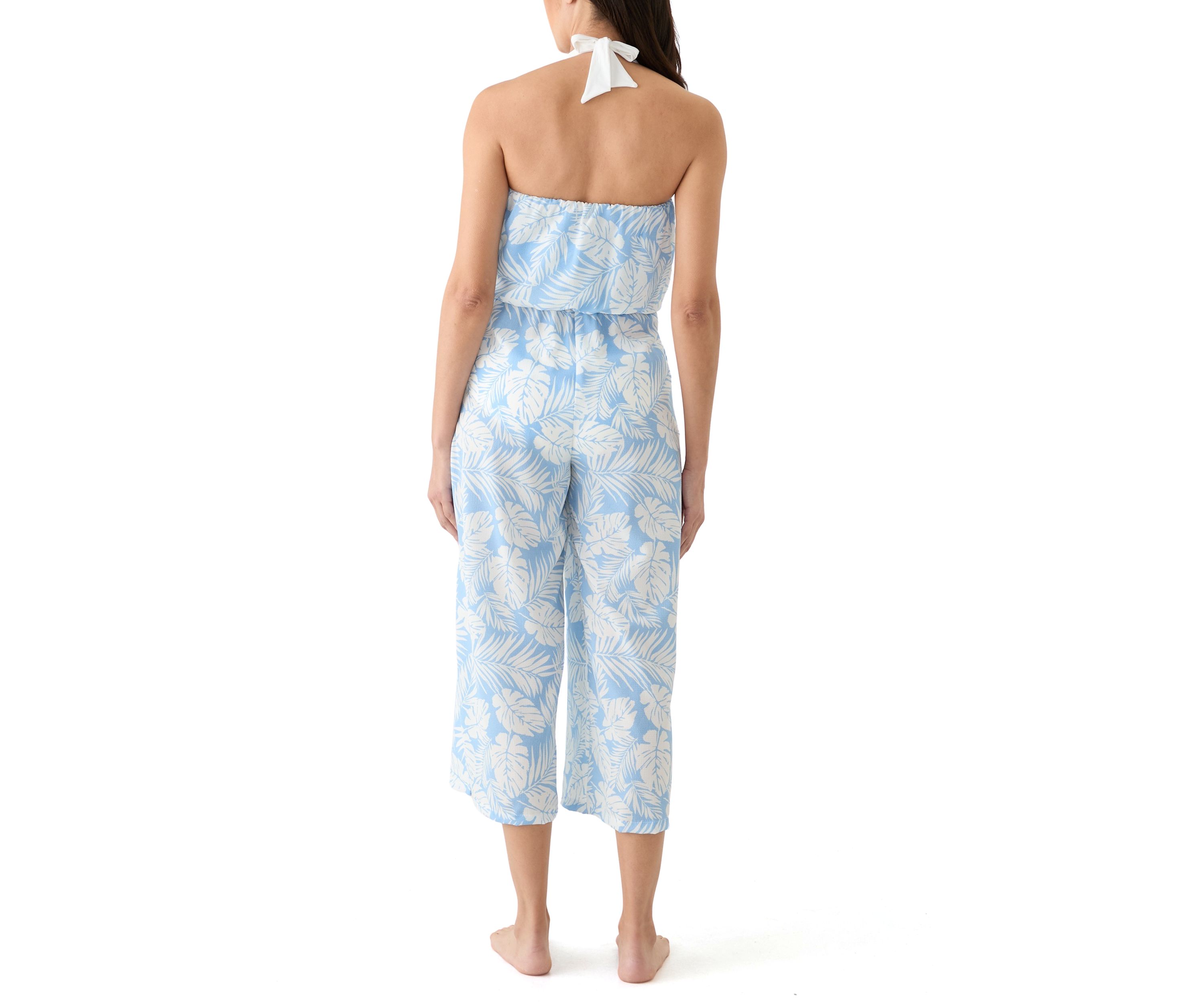 Bandeau Printed Bahama Jumpsuit Swim Cover Up