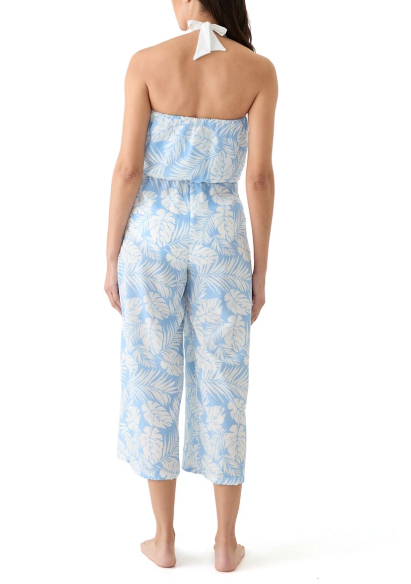 Bandeau Printed Bahama Jumpsuit Swim Cover Up