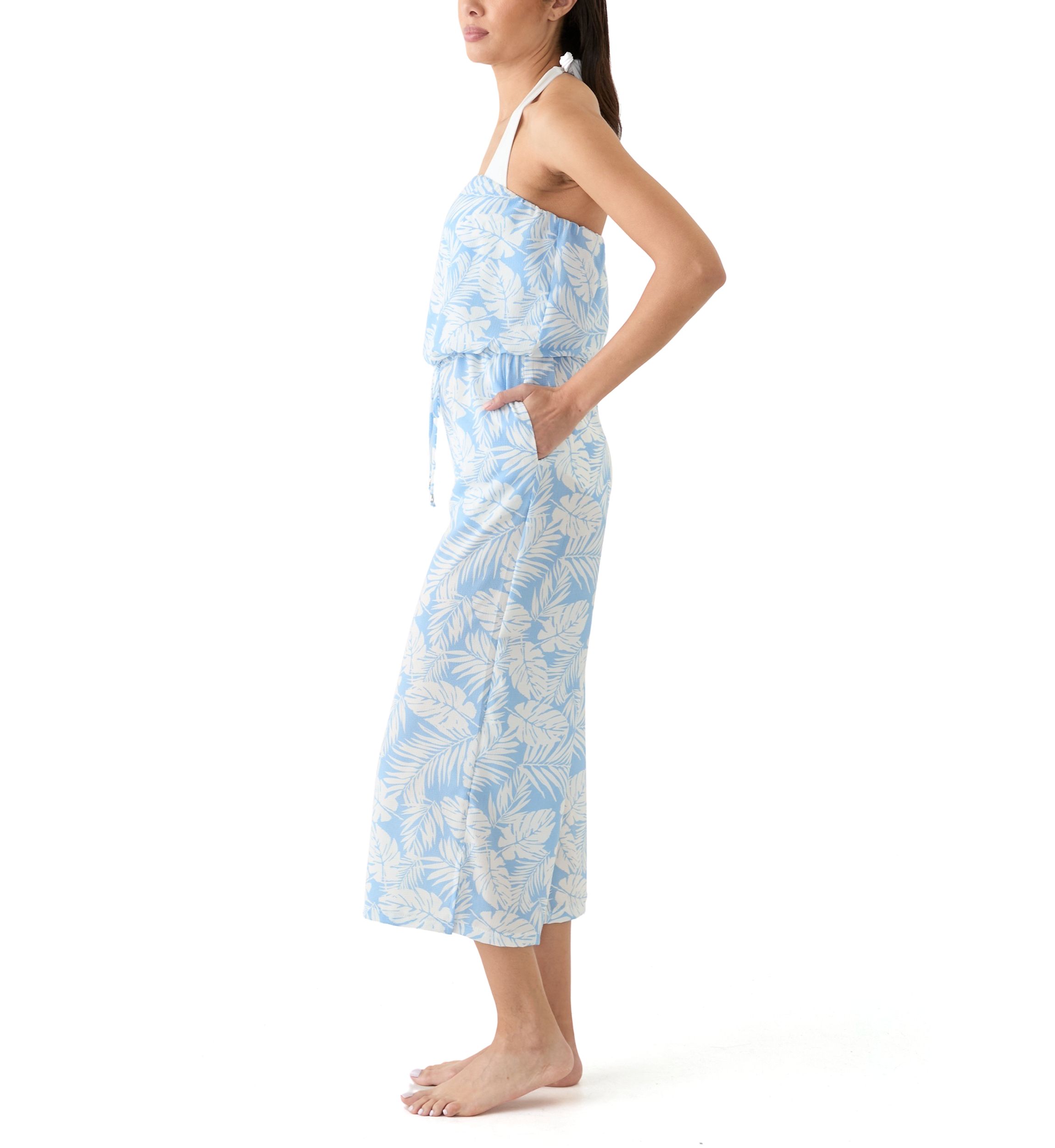 Bandeau Printed Bahama Jumpsuit Swim Cover Up