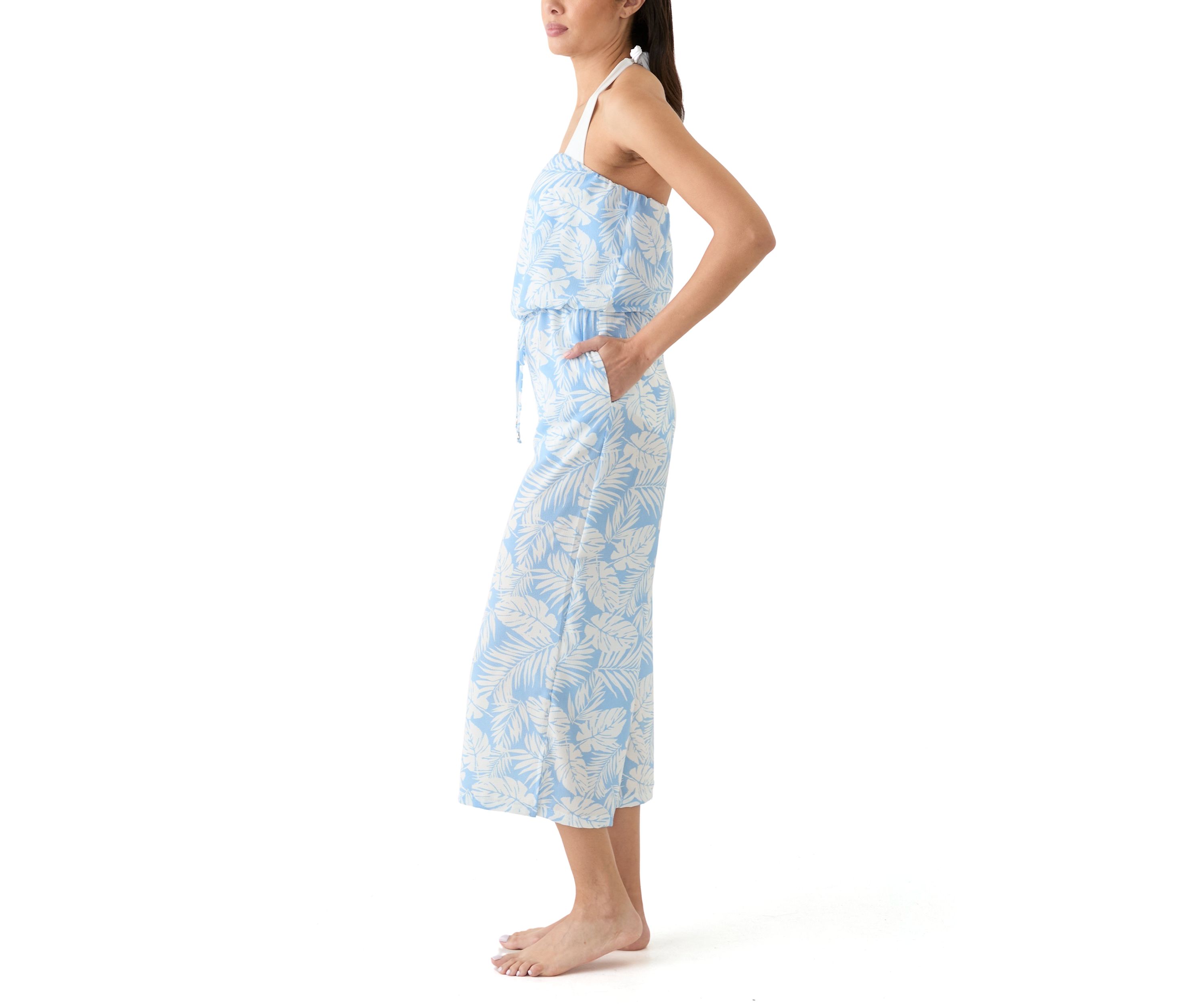 Bandeau Printed Bahama Jumpsuit Swim Cover Up