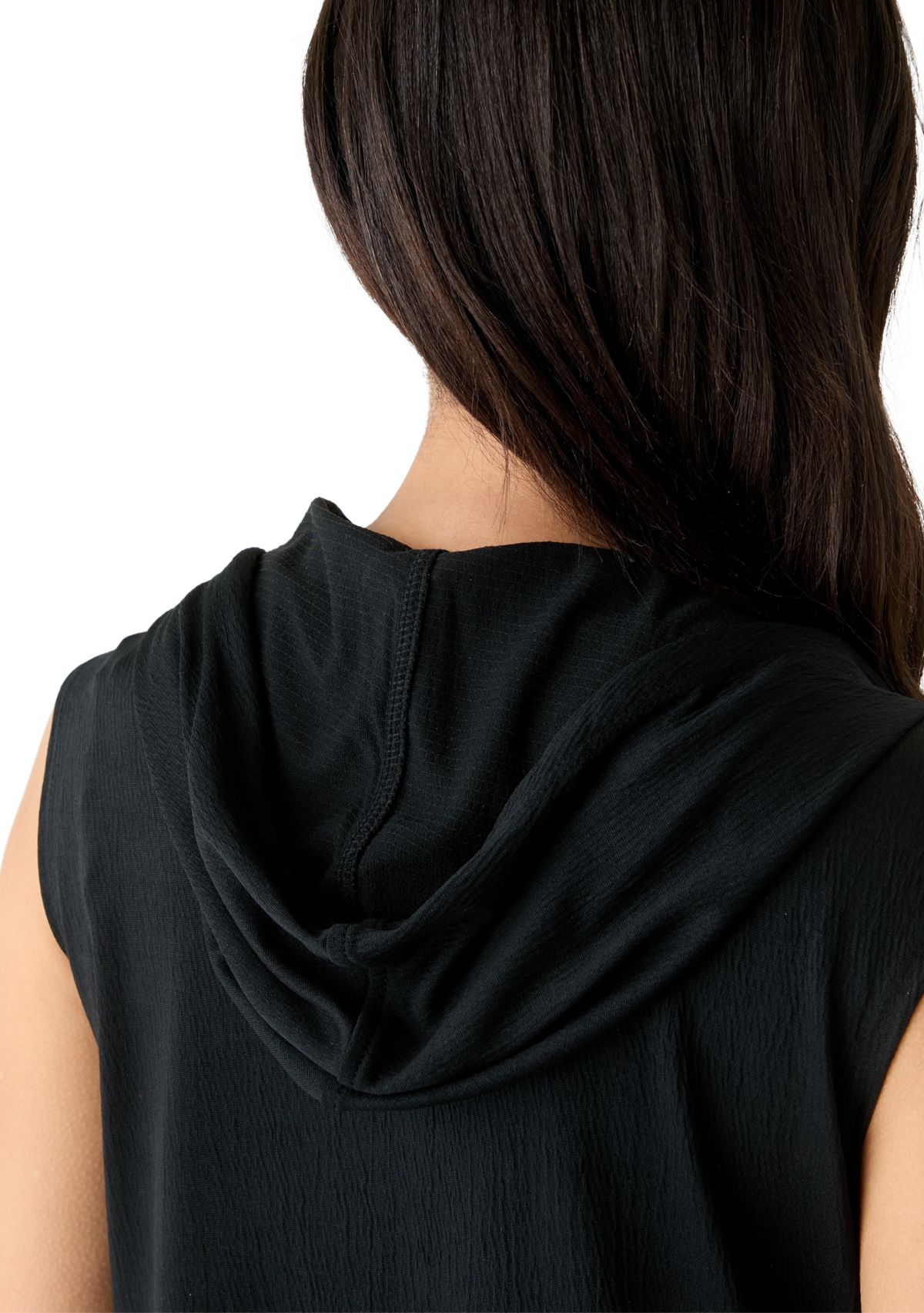 Womens Sleeveless Solid Full Zip Hoodie Swim Cover Up