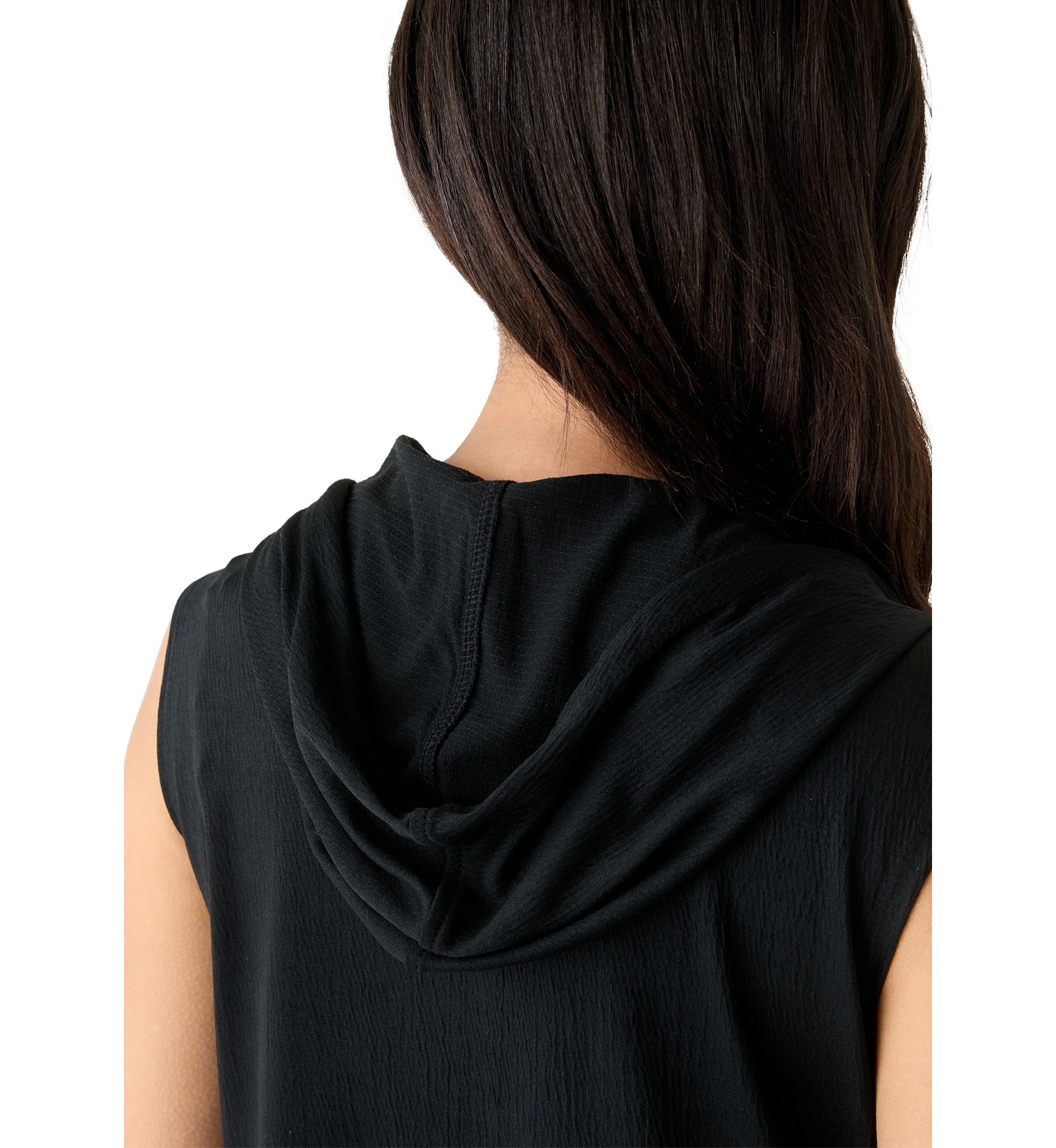 Womens Sleeveless Solid Full Zip Hoodie Swim Cover Up