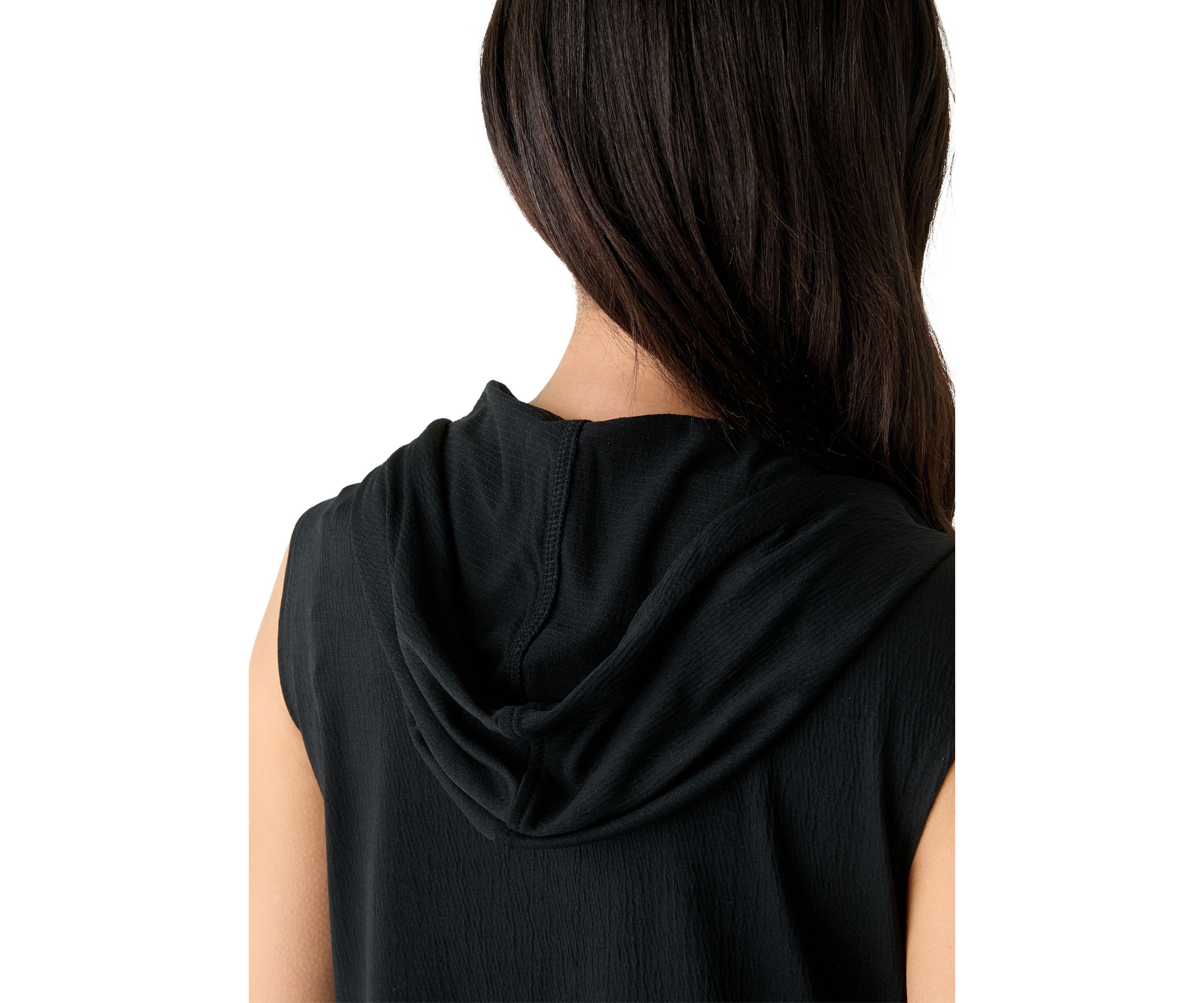 Womens Sleeveless Solid Full Zip Hoodie Swim Cover Up