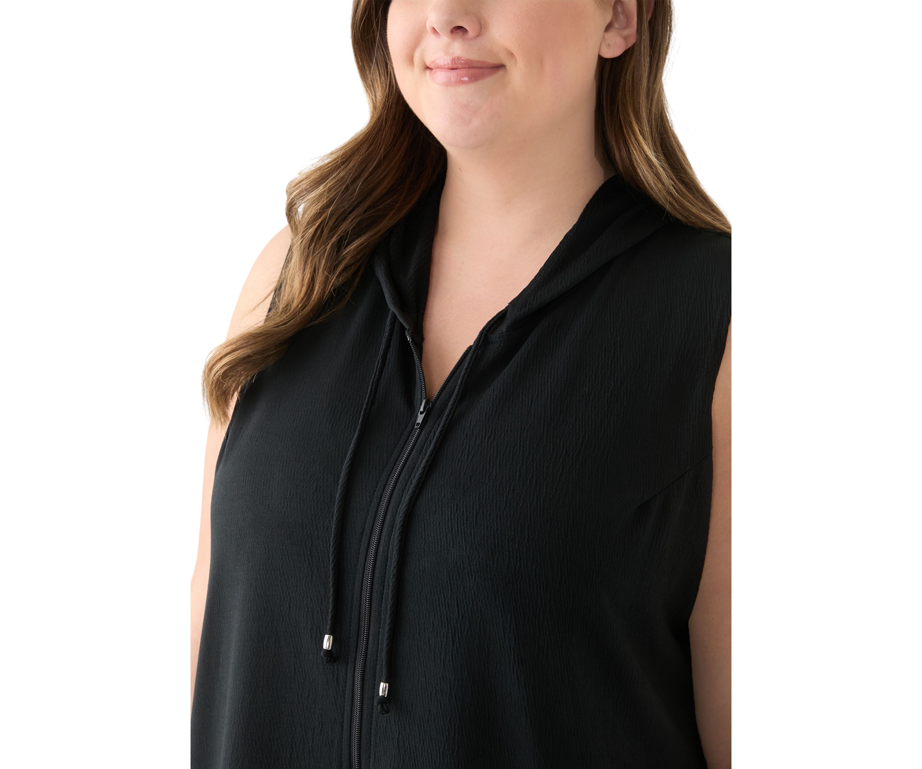 Plus Size Sleeveless Full Zip Hoodie