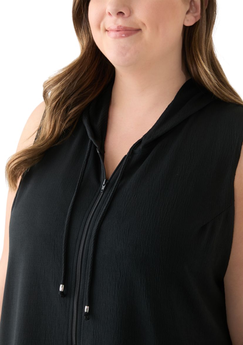 Plus Size Sleeveless Full Zip Hoodie