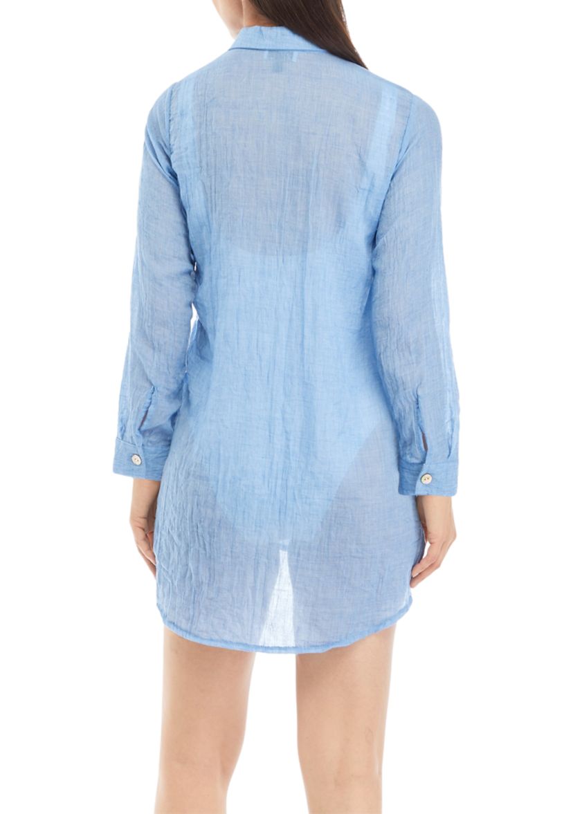 Womens Long Sleeve Big Shirt Swim Cover Up