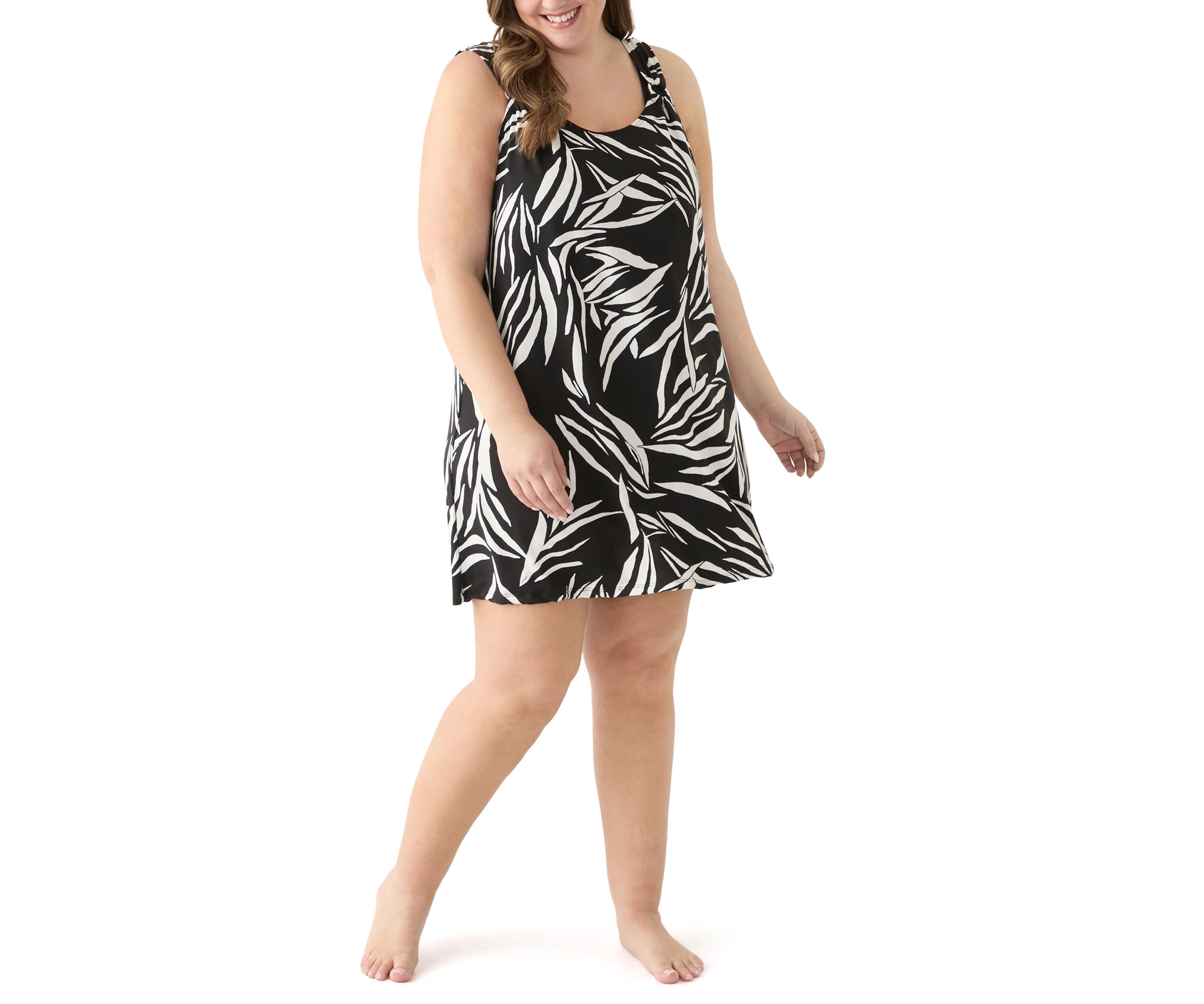 Plus Size Zebra Printed Ring Tank Dress