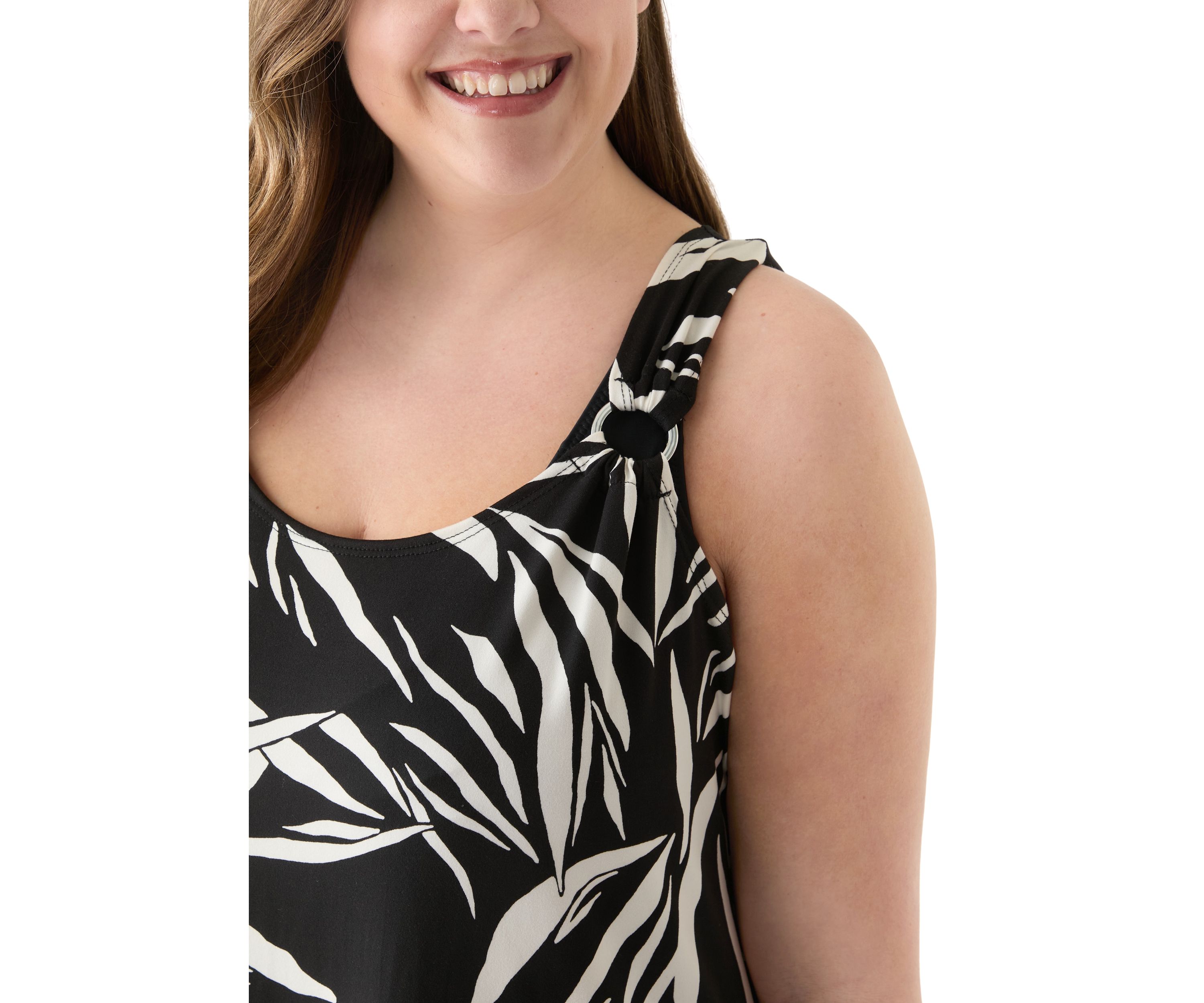 Plus Size Zebra Printed Ring Tank Dress