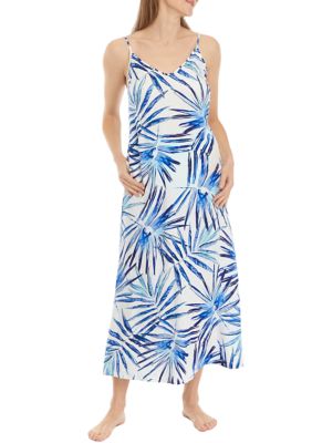 Sleeveless Palm Printed Maxi Dress