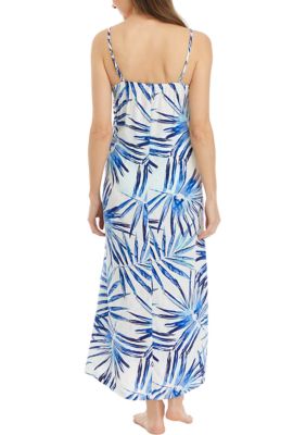 Sleeveless Palm Printed Maxi Dress