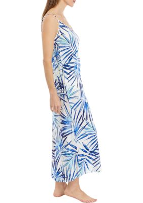 Sleeveless Palm Printed Maxi Dress