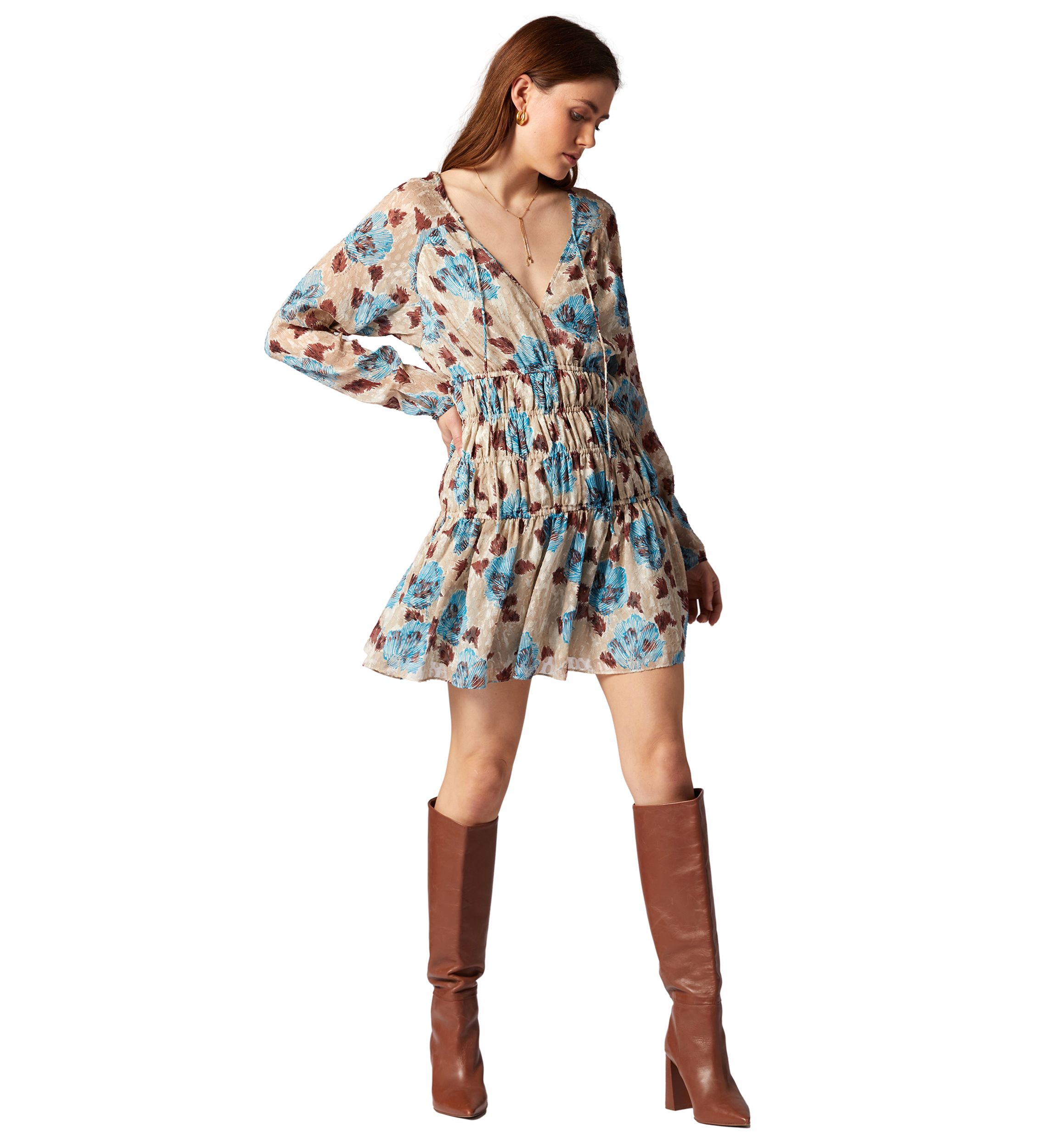 Womens Aminah Silk Tiered Dress