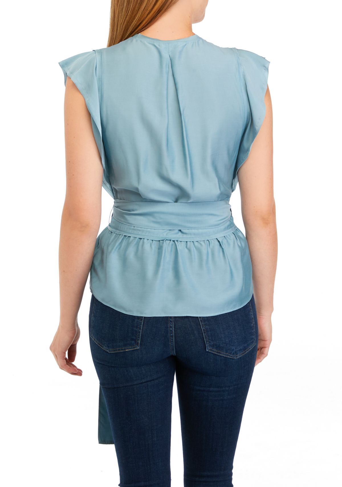 Womens Cap Sleeve Wrapped Blouse