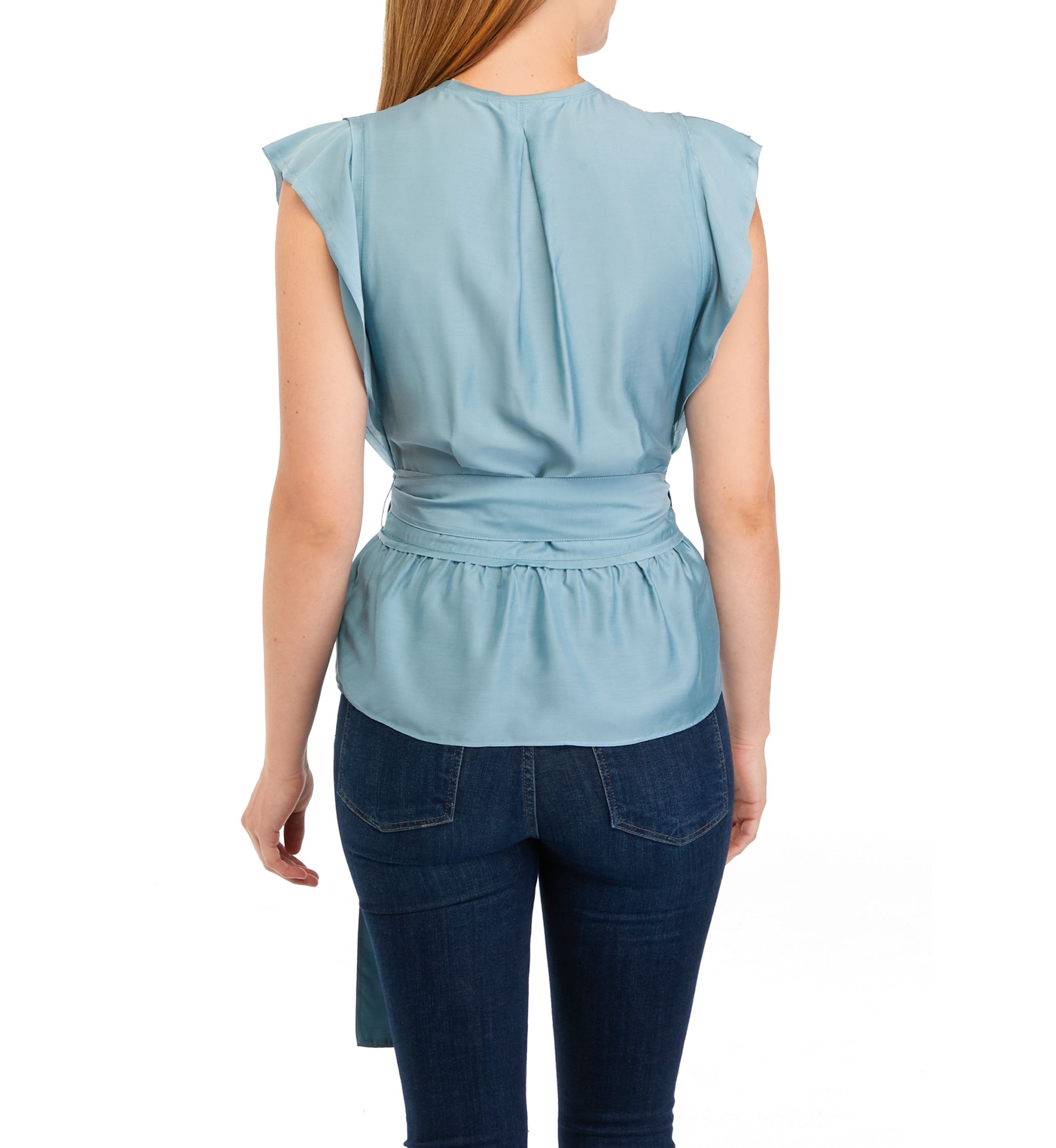 Womens Cap Sleeve Wrapped Blouse