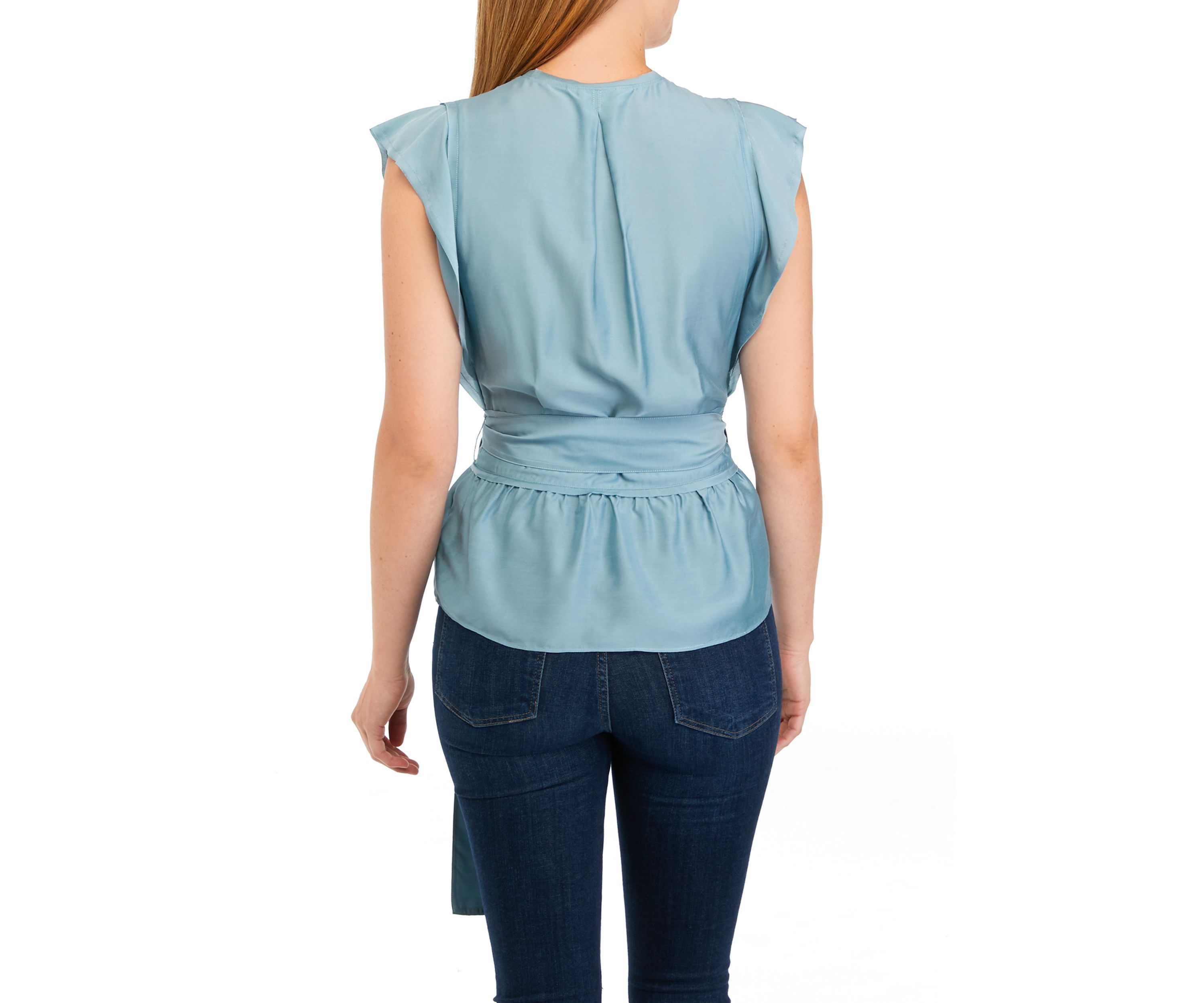 Womens Cap Sleeve Wrapped Blouse