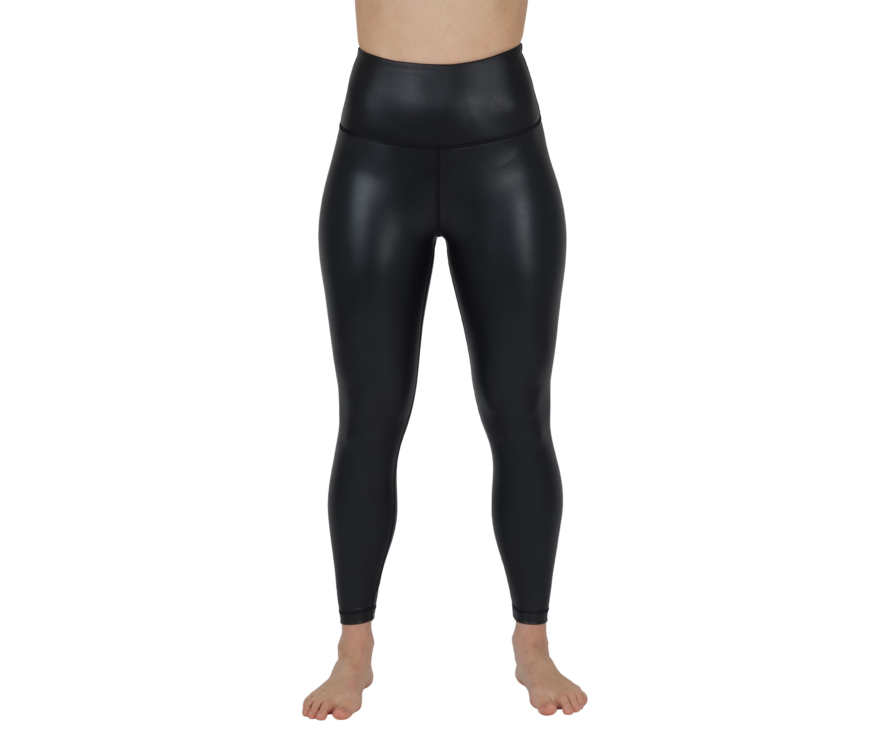 Womens Faux Leather Fleece Lined Ankle Leggings