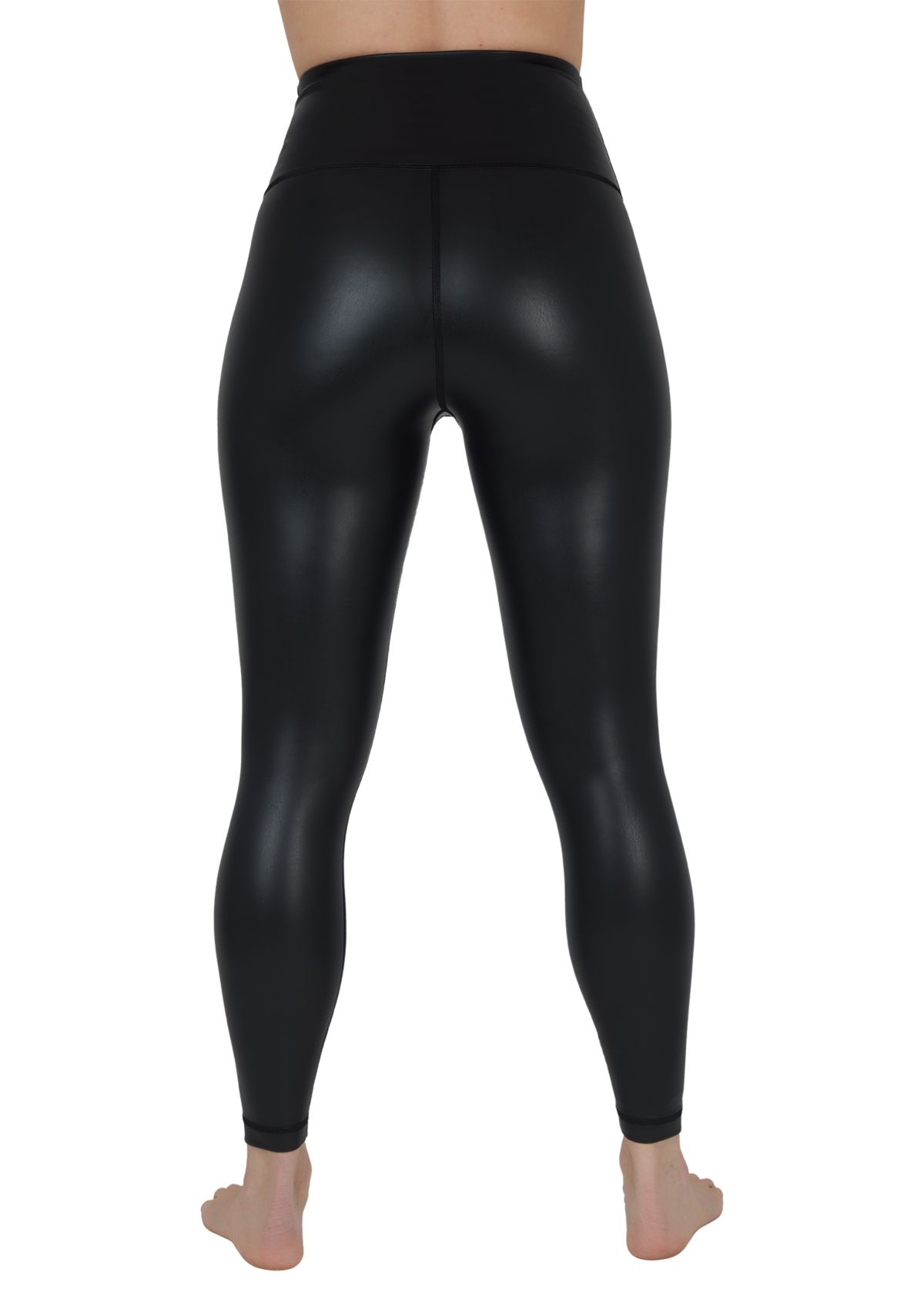 Womens Faux Leather Fleece Lined Ankle Leggings