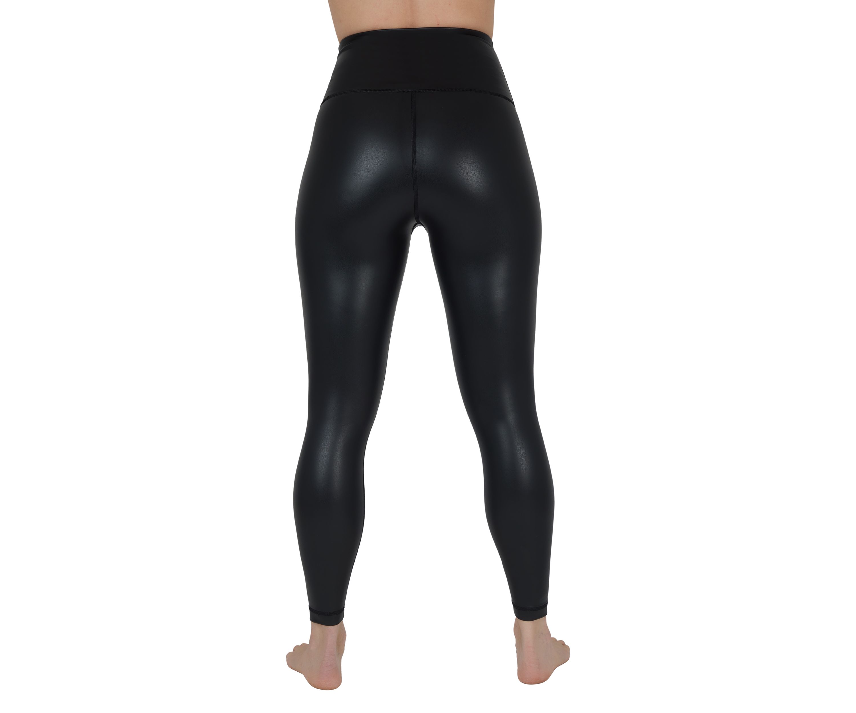 Womens Faux Leather Fleece Lined Ankle Leggings