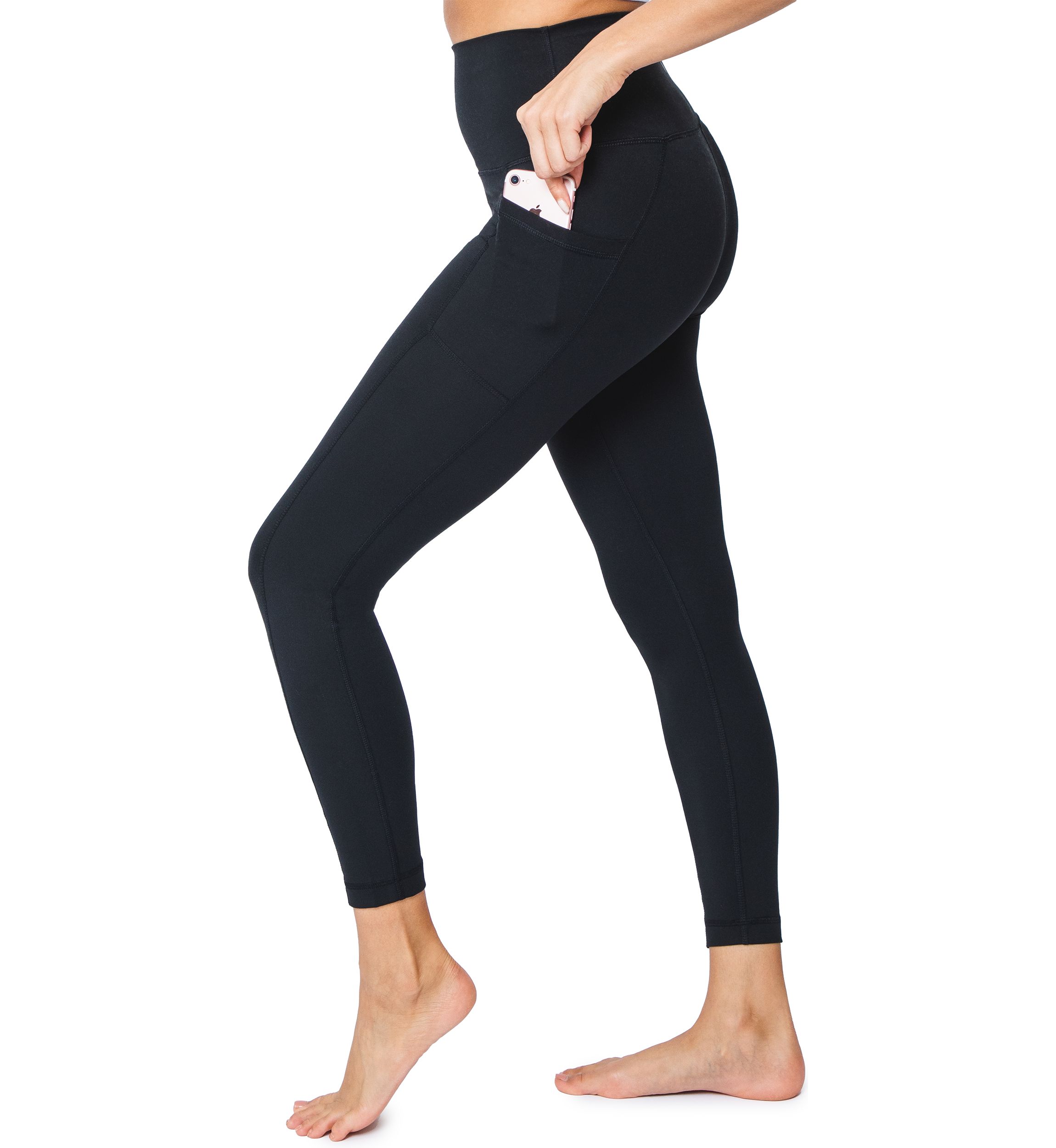 Lux Elastic Free High Waist Ankle Leggings with Side Pocket 