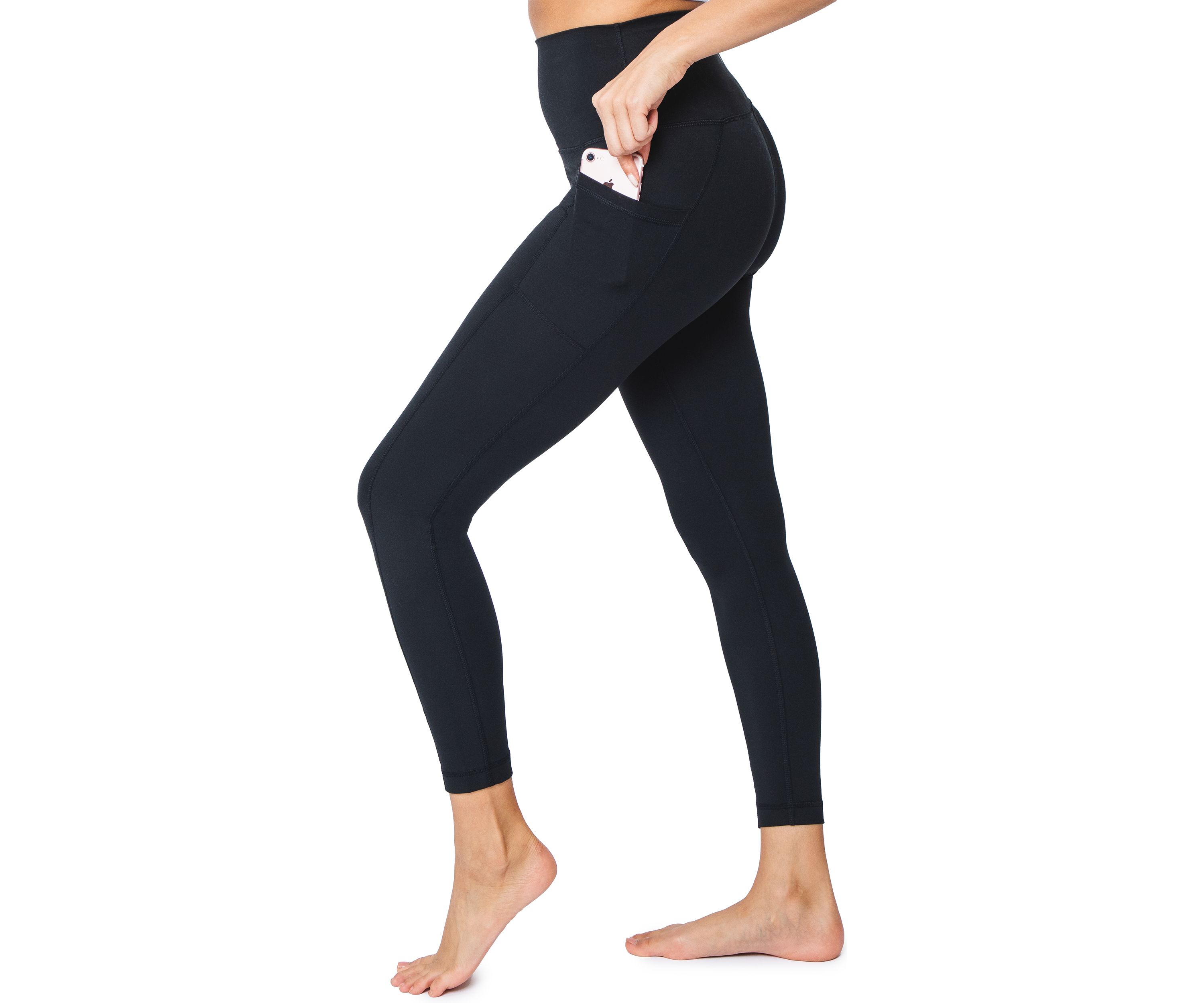Lux Elastic Free High Waist Ankle Leggings with Side Pocket 