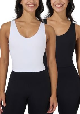 90 Degree by Reflex Women's Lux Everyday Cloud Tank Top with Bra 2 Pack