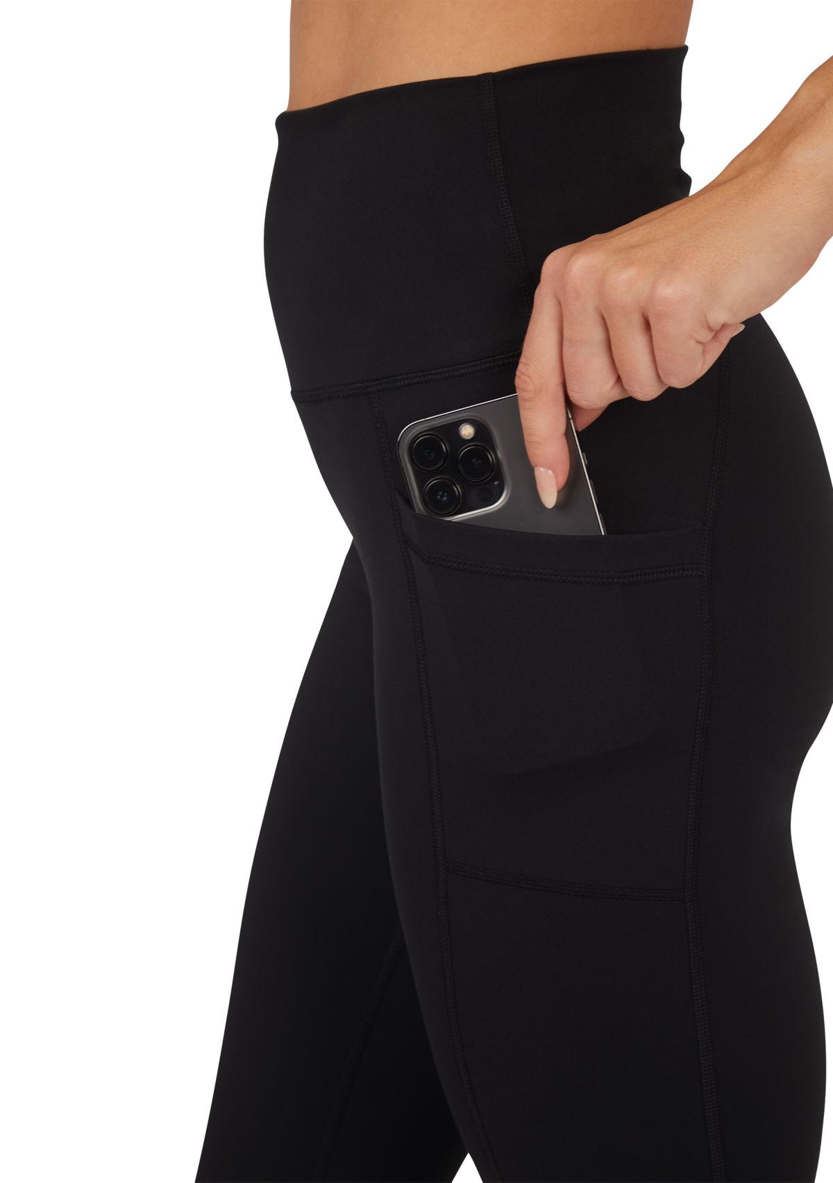 Womens High Rise Interlock Tribeca Cropped Leggings with Side Pocket