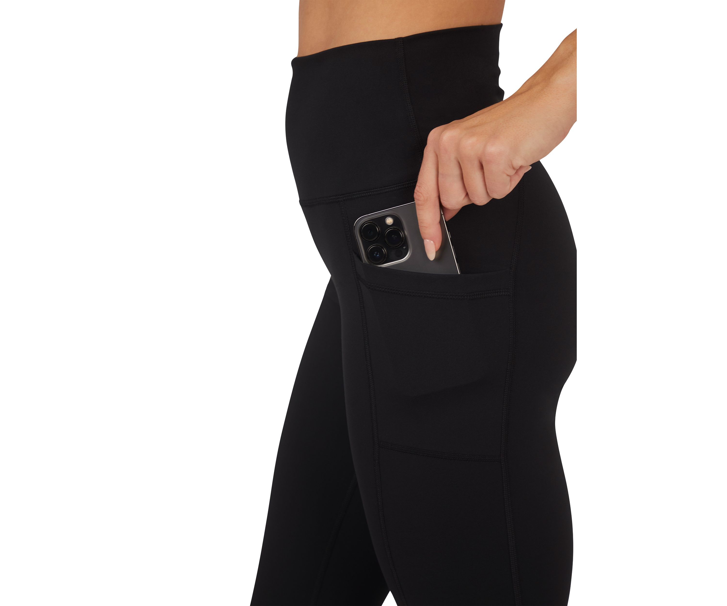 Womens High Rise Interlock Tribeca Cropped Leggings with Side Pocket