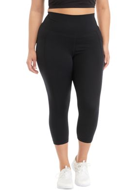 Yogalicious Plus Size High Rise Interlock Tribeca Cropped Leggings with Side Pocket belk