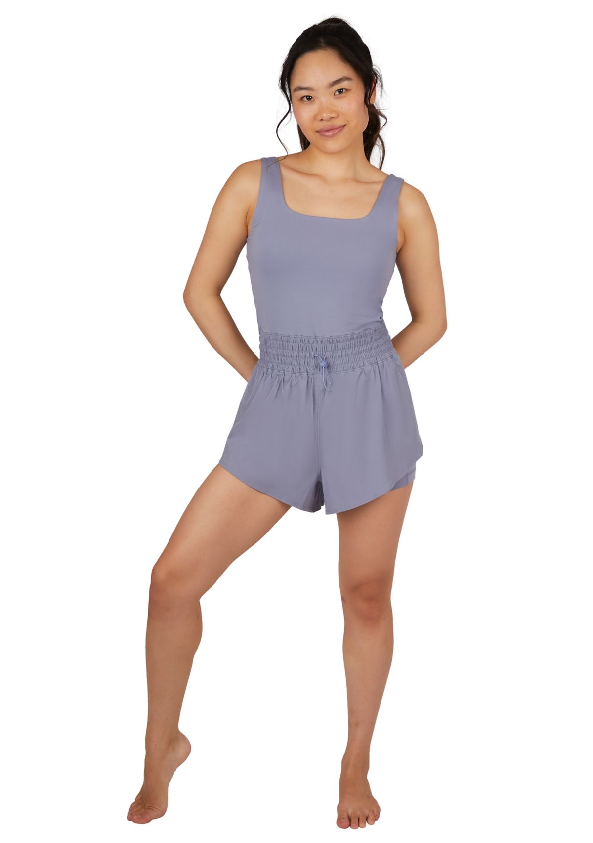 Womens Sleeveless Stevie Romper with Smocked Waist
