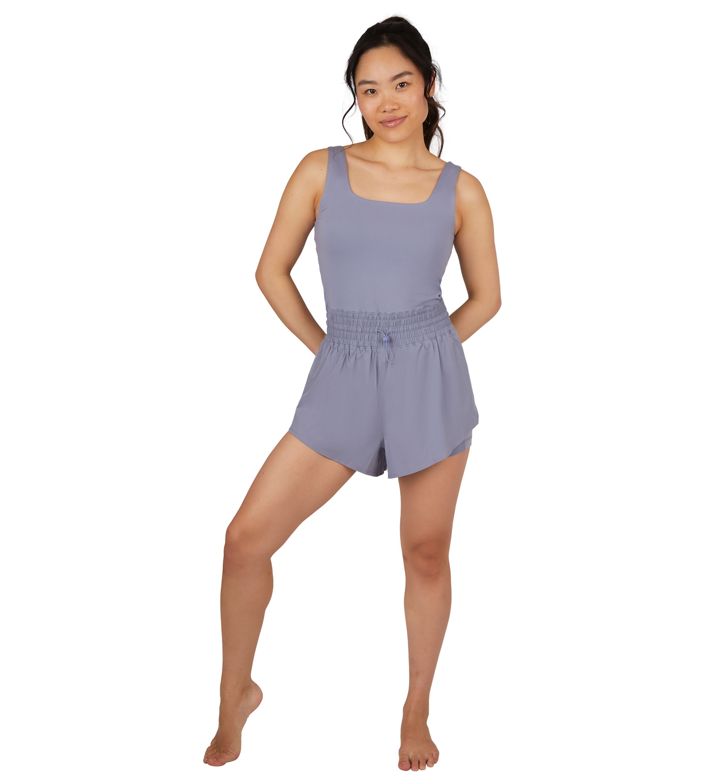 Womens Sleeveless Stevie Romper with Smocked Waist