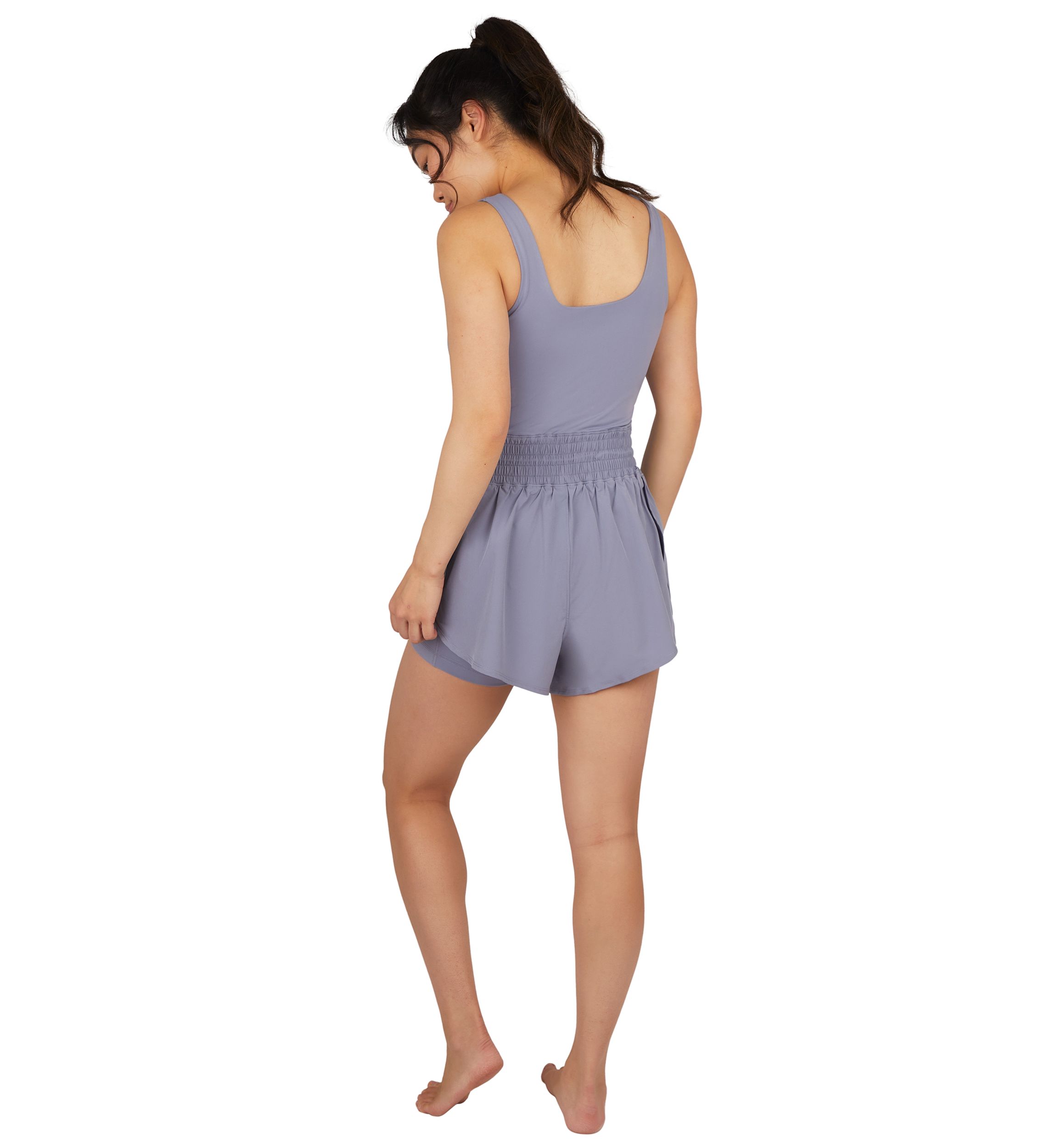 Womens Sleeveless Stevie Romper with Smocked Waist