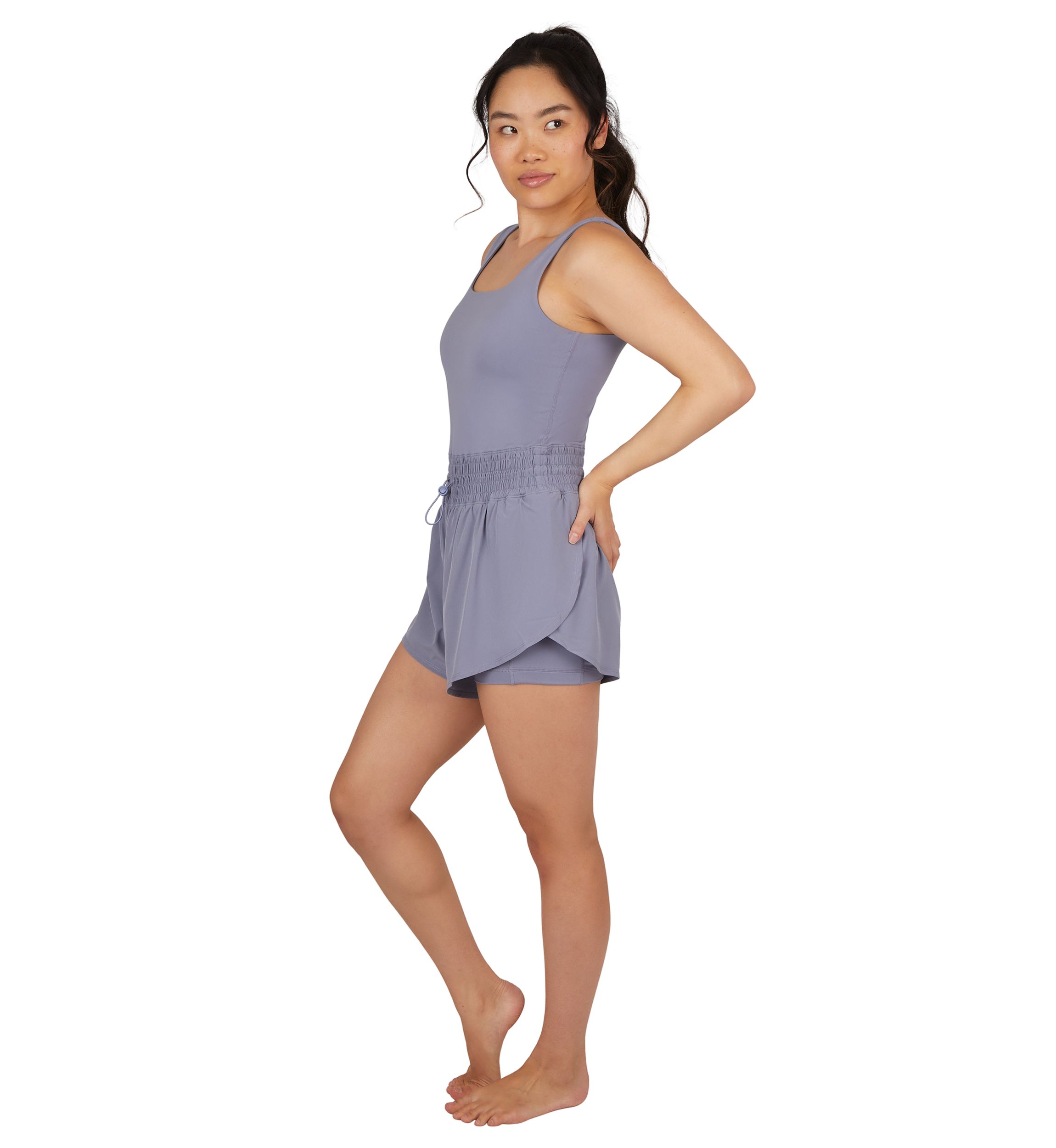 Womens Sleeveless Stevie Romper with Smocked Waist